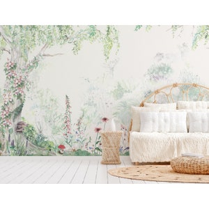 Flower Forest Mural Style Wallpaper