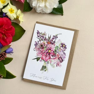 Tarjeta de felicitación con un hermoso ramo de acuarela