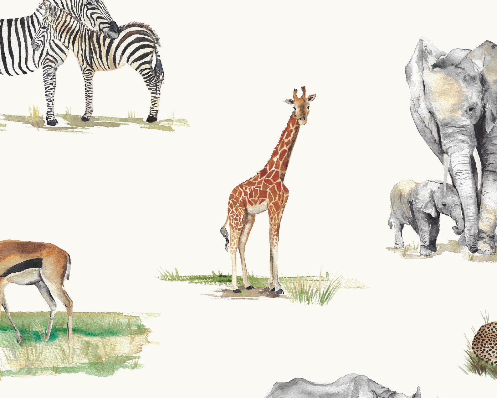 Safari Animals Children's Wallpaper Etsy