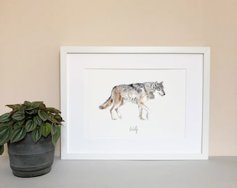 Wolf - Personalised Watercolour Fine Art Print