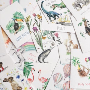 Set misto di 10 biglietti d'auguri ad acquerello - Scegli il tuo mix di design