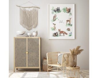 Forest Animals Watercolour Name Print