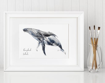 Humpback Whale  - Personalised Watercolour Fine Art Print