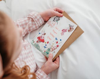 Personalised Flower Fairy Birthday Card – Custom Watercolour Hand-Painted Design