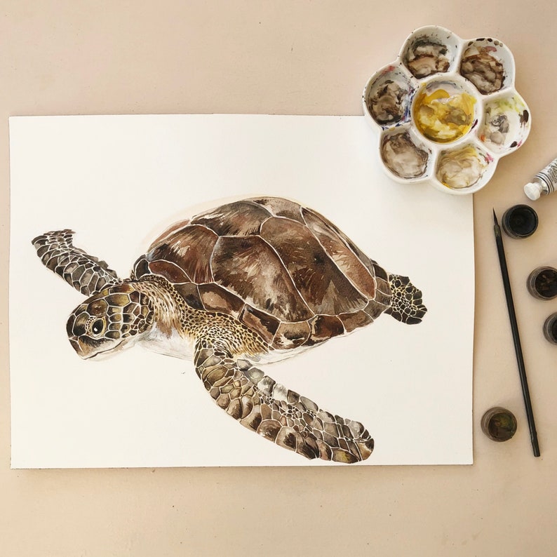 Sea Turtle Personalised Watercolour Fine Art Print image 4