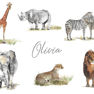 Personalised Safari Animals Nursery Name Print image 2