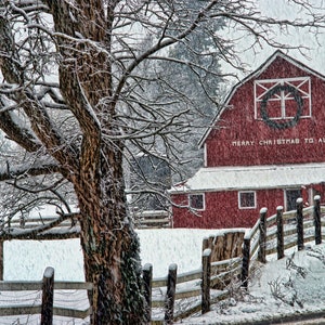 3_Red Christmas Barn Decoupage Tissue