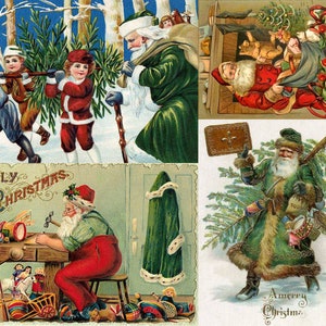 82_Tarjetas navideñas vintage, DeborahBucherDesigns, Deborah Bucher, Papá Noel vintage, Navidad, Invierno, Nostalgia, Papel de decoupage, 50 x 73 cm