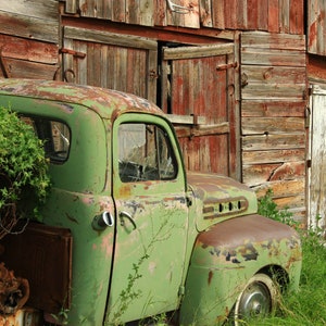 2_Old Barn & Green Truck Decoupage Tissue, Country, Old Truck, Old Barn, Deborah Bucher Designs, Farm, Decoupage Tissue,18 lb, Vintage truck