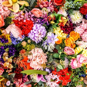 26_Floral Madness Decoupage Tissue, Bold Vibrant Floral arrangement on 21 x 29 Inch tissue, 18 lb, Deborah Bucher Designs, Rose, Lilac,Daisy
