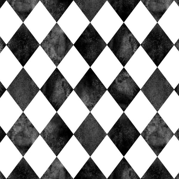 86_Harlequin Grunge Decoupage Small, tessuto da 18 libbre, 21 x 29, Deborah Bucher Designs, tessuto in bianco e nero, Arlecchino,