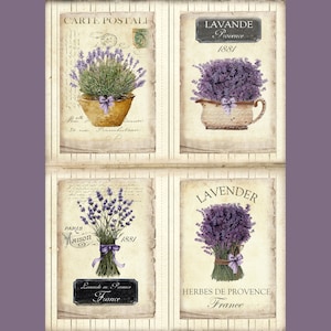 99_Vintage Lavender Botanicals - Deborah Bucher Designs, Decoupage Tissue Paper, Botanicals, 18 lb, Floral, Decorative Tissue Paper Lavender
