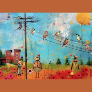 79_Pajaritos sobre papel de seda con decoupage de alambre, diseños de Deborah Bucher, pájaros extravagantes, pájaros, papel de seda de 18 libras, 21 x 29, habitación de niños, muebles con decoupage