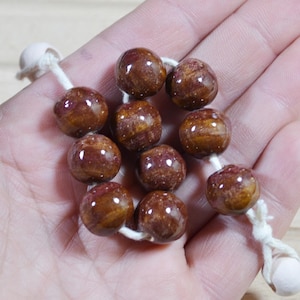 Handmade Brown Ceramic Beads: 14mm Spherical Clay Beads for Macrame, Jewelry Making (10 Pcs)