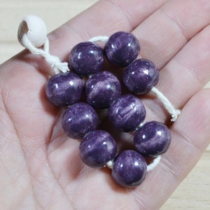 Handmade Dark Purple Ceramic Beads: Round Jewelry Making Supplies (10 pcs)