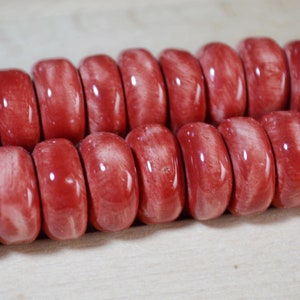 Handmade Red Ceramic Disc Beads (16x7mm, 5mm Hole) - 20 pcs