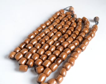 Brown Ceramic Tube Beads: 10mm Cylindrical Spacers, 50pcs