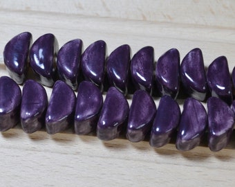 Perline a mezzo disco in ceramica viola fatte a mano (10 pezzi)
