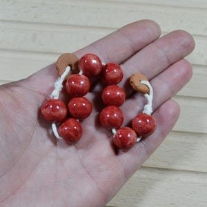 Handmade Red Ceramic Beads: Round Clay Beads for Jewelry Making
