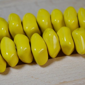 Yellow Ceramic Nugget Beads: Handmade Jewelry Making Supplies, 10 Pcs