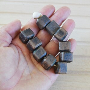 Unglazed Brown Ceramic Cube Beads: Handmade Jewelry Supplies (14x15mm)