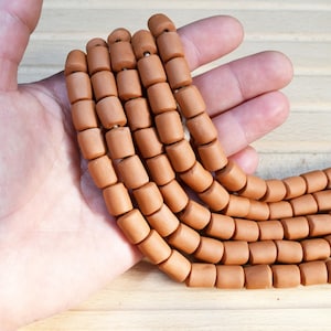 Terracotta Tube Beads: Unglazed Bisque Ceramic, 11x10mm (20 pcs)