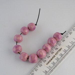 Handmade Ceramic Round Beads: Lilac Glazed Spheres, 14mm (10 pcs)