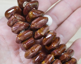 Handmade Ceramic Nugget Beads: Brown Glazed Jewelry Making, 10pcs