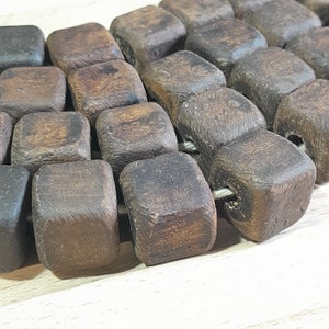 Unglazed Brown Cube Beads: Rustic Ceramic Jewelry Making (16x16mm, 5mm hole, 10pcs)