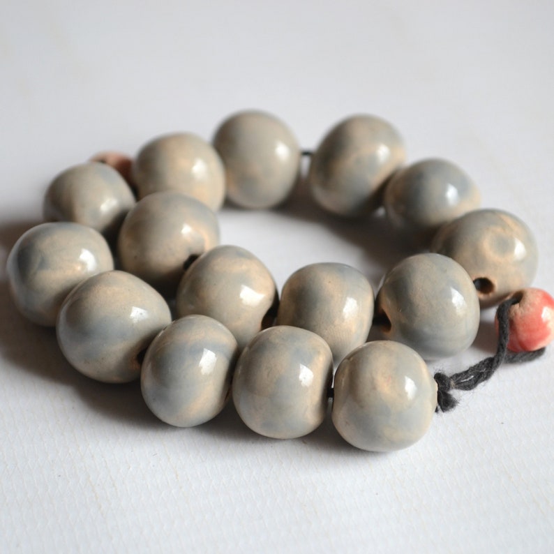 Grey beads 14 mm 15 pcs spherical beads for jewelry making or macrame Ball beads. Round beads