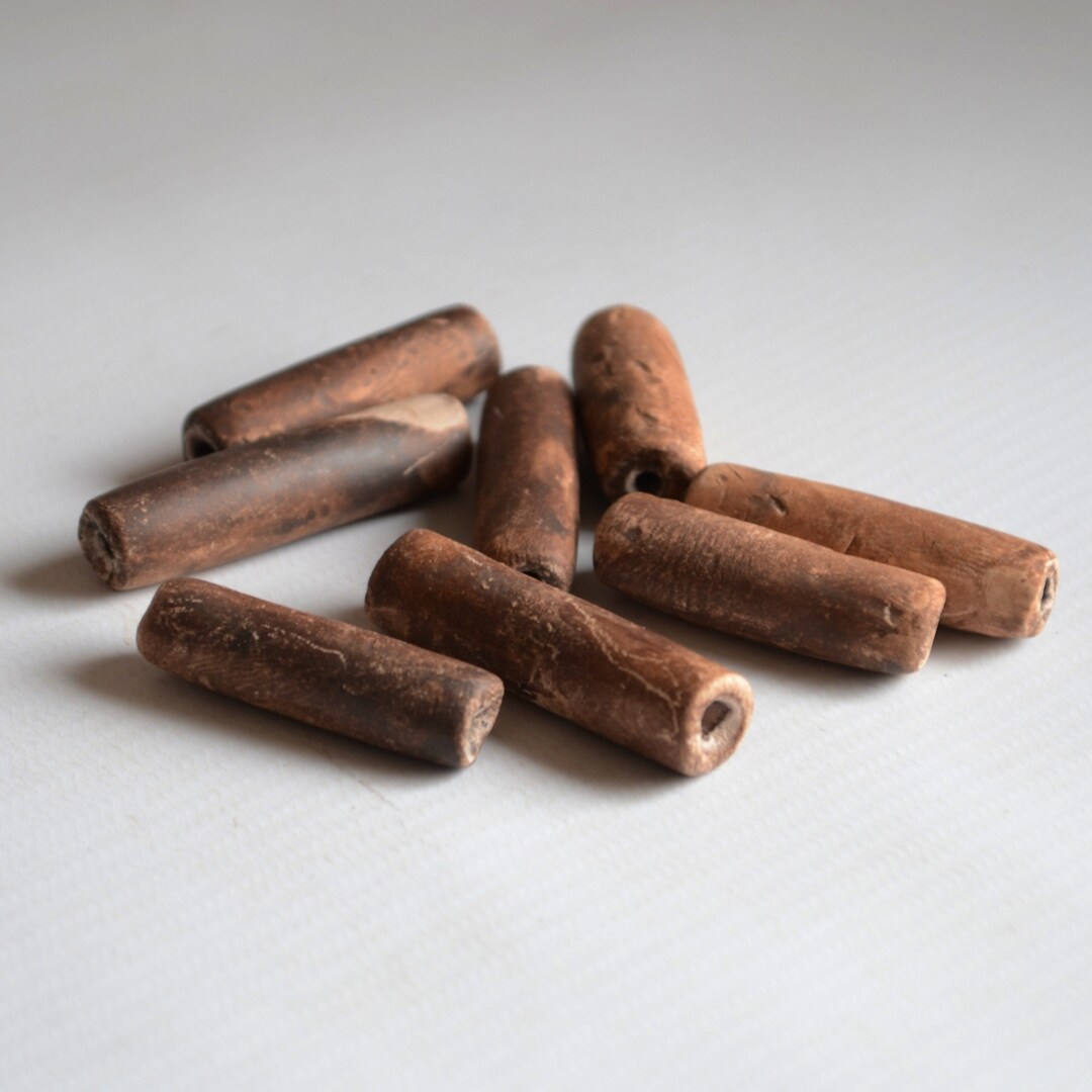 Ceramic Tube Beads 8 Pcs. for Jewelry Making or Macrame in a Rustic or