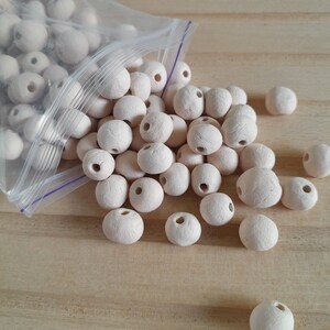 200g Handmade Unglazed Round Clay Beads: Cream-Pink Jewelry Supplies