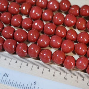 Handmade Terracotta Red Beads: Round Ceramic Beads, 20 pcs