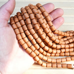 Terracotta Tube Beads: Unglazed Bisque Ceramic, 10x8 mm (20 pcs)