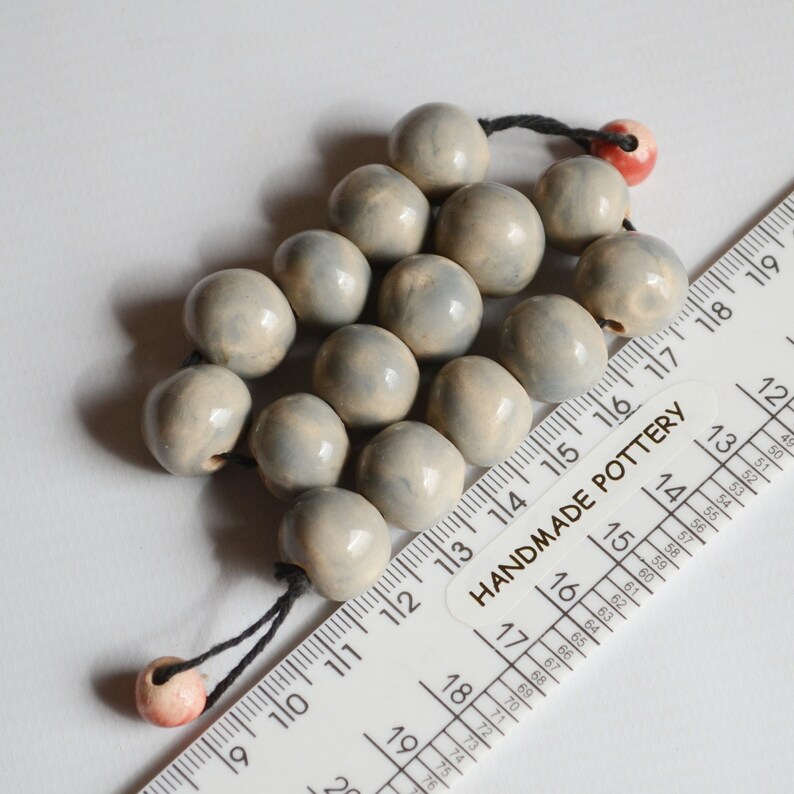 Grey beads 14 mm 15 pcs spherical beads for jewelry making or macrame Ball beads. Round beads