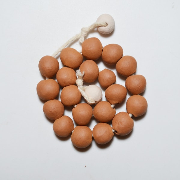 Terracotta beads 20 pcs. Unglazed round beads approximately 12 mm. Bisque ceramic beads. Ceramic primitive beads. Jewelry making supplies.