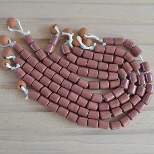 Brown ceramic beads 20 pcs. Red Clay Tube Beads Glazed. Beads for making bracelets and necklaces. Ideal for macrame projects.