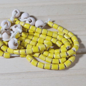 Yellow Ceramic Cylinder Beads: Handmade Jewelry Making Supplies (20 pcs)