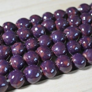 Handmade Purple Ceramic Beads: Round Terracotta Clay Beads (20 pcs)