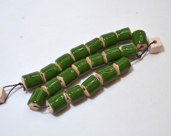 Tube beads 12 mm. Ceramic beads for macrame or for making jewelry. Beading Supplies.