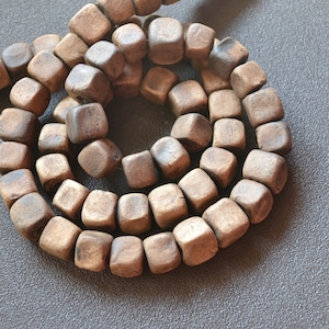 Handmade Brown Ceramic Cube Beads: Jewelry Making Supplies (50 pcs)