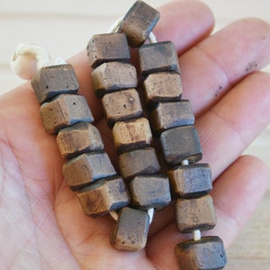 Unglazed Brown Ceramic Cube Beads: Handmade Jewelry Supplies (20 pc)