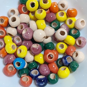 Mixed Ceramic Round Beads: Multicolored Jewelry Supplies (100 grams)