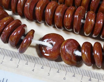 Handgemachte braune keramische Scheibenperlen: Roter Ton Schmuck machen Lieferungen