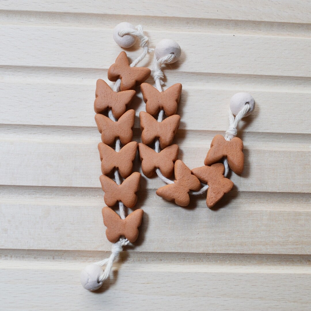 Butterfly is Handmade of Red Clay, Not Covered With Glaze. Hole 2.5 Mm ...