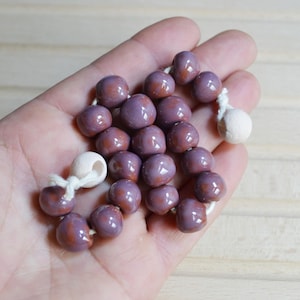 Handmade Purple Ceramic Beads: Terracotta Jewelry Making, Macrame (20 pcs)