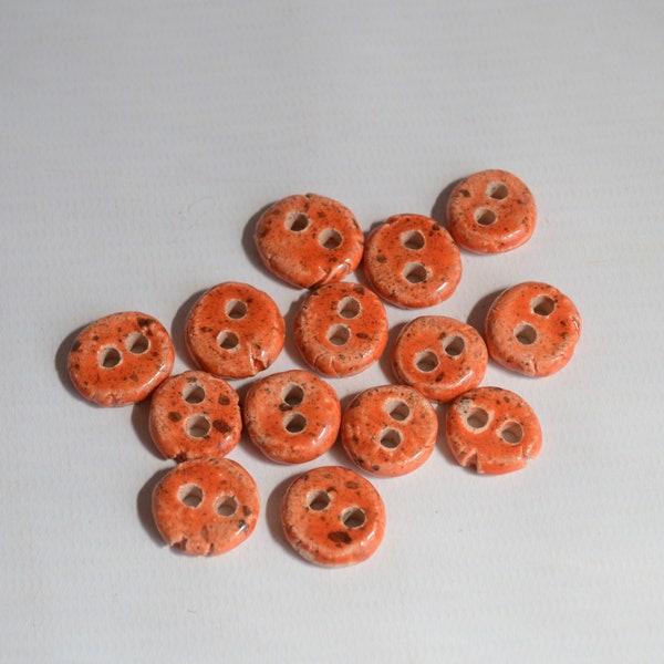 Orange buttons set of 4 buttons. Handmade ceramic buttons.