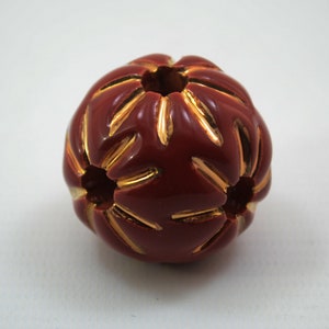 Large Red Gold Ceramic Bead: Chunky Spherical Jewelry Supply (35mm)