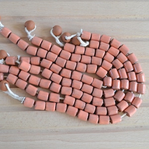 Orange ceramic beads 20 pcs. Red Clay Tube Beads Glazed. Beads for making bracelets and necklaces. Ideal for macrame projects.