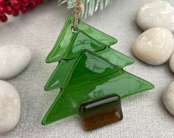 Fused Glass Christmas Tree festive decoration - short